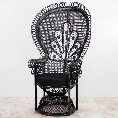 เก้าอี้หวายแท้ PISAMAI รุ่น PRINCESS CHAIR เก้าอี้นางงาม ขนาด 75*55*150 ซม. สีดำ_1